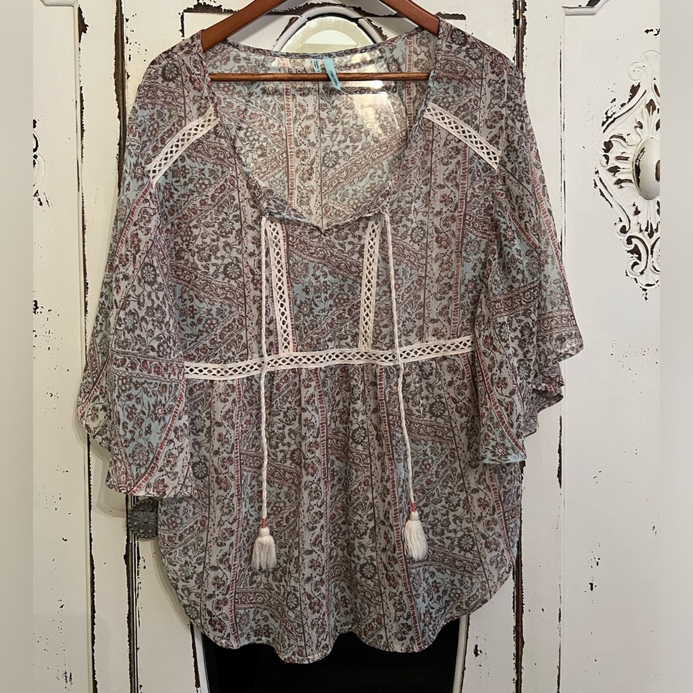 Maurices sheer Boho flowy top | L